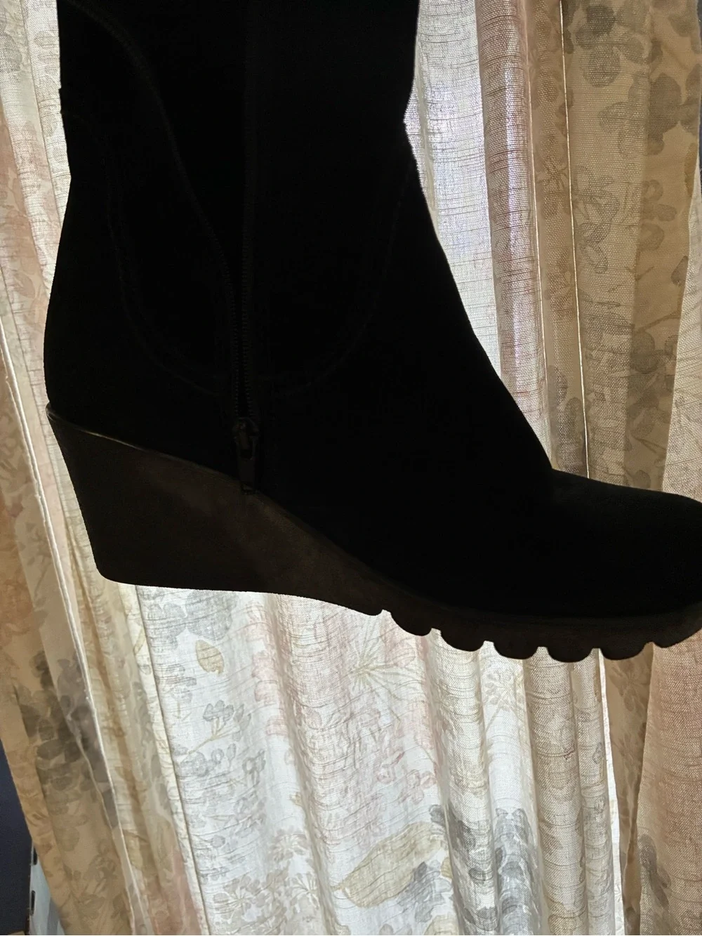 La CANADIENNE Black Suede Wedge Mid-Calf Boots